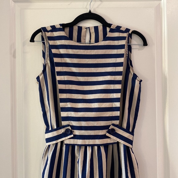 Vintage Vicki Vaughn Junior Dress Nautical Sailor Tabard Striped Union Made USA - Picture 2 of 8
